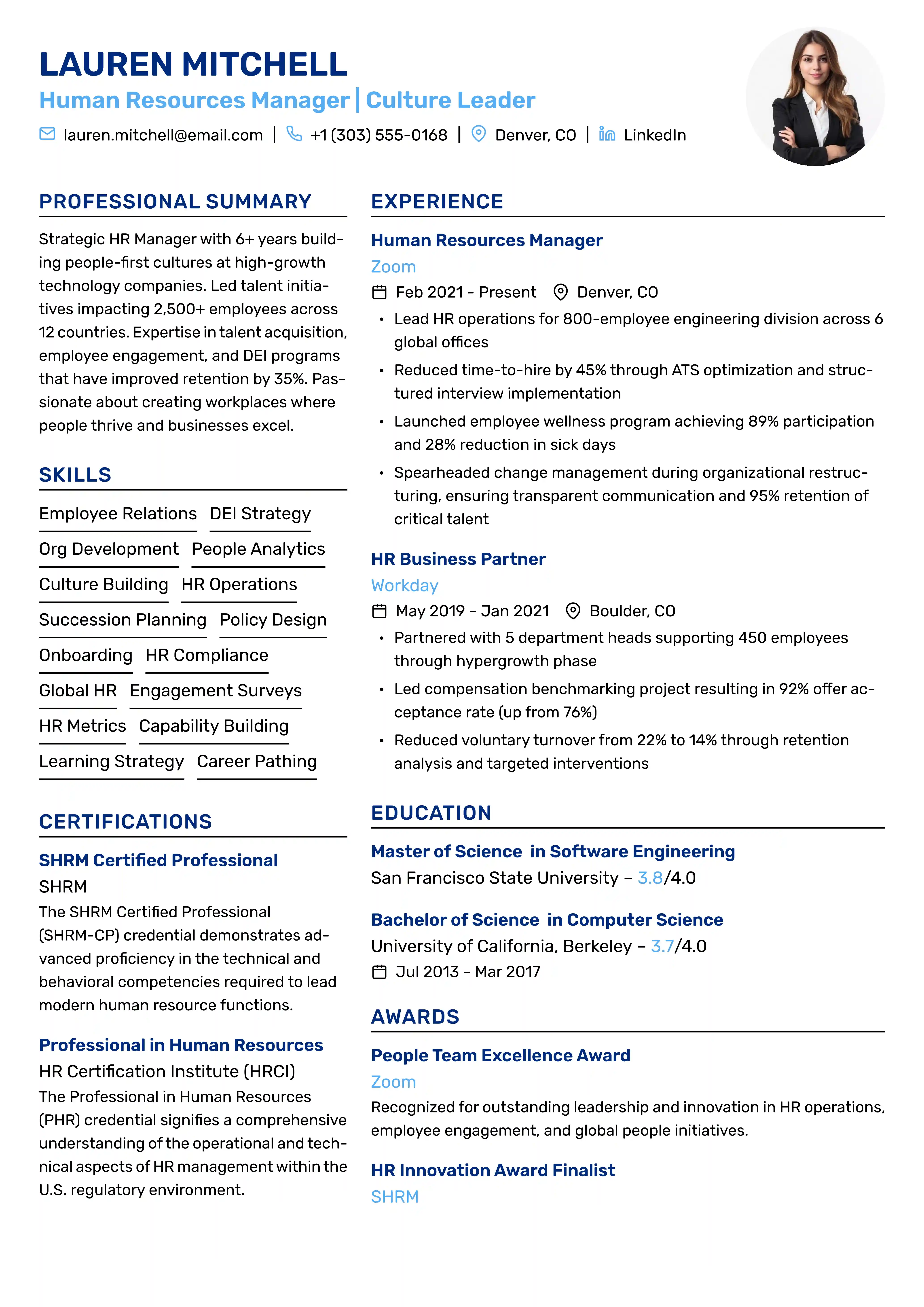 Double Column Resume