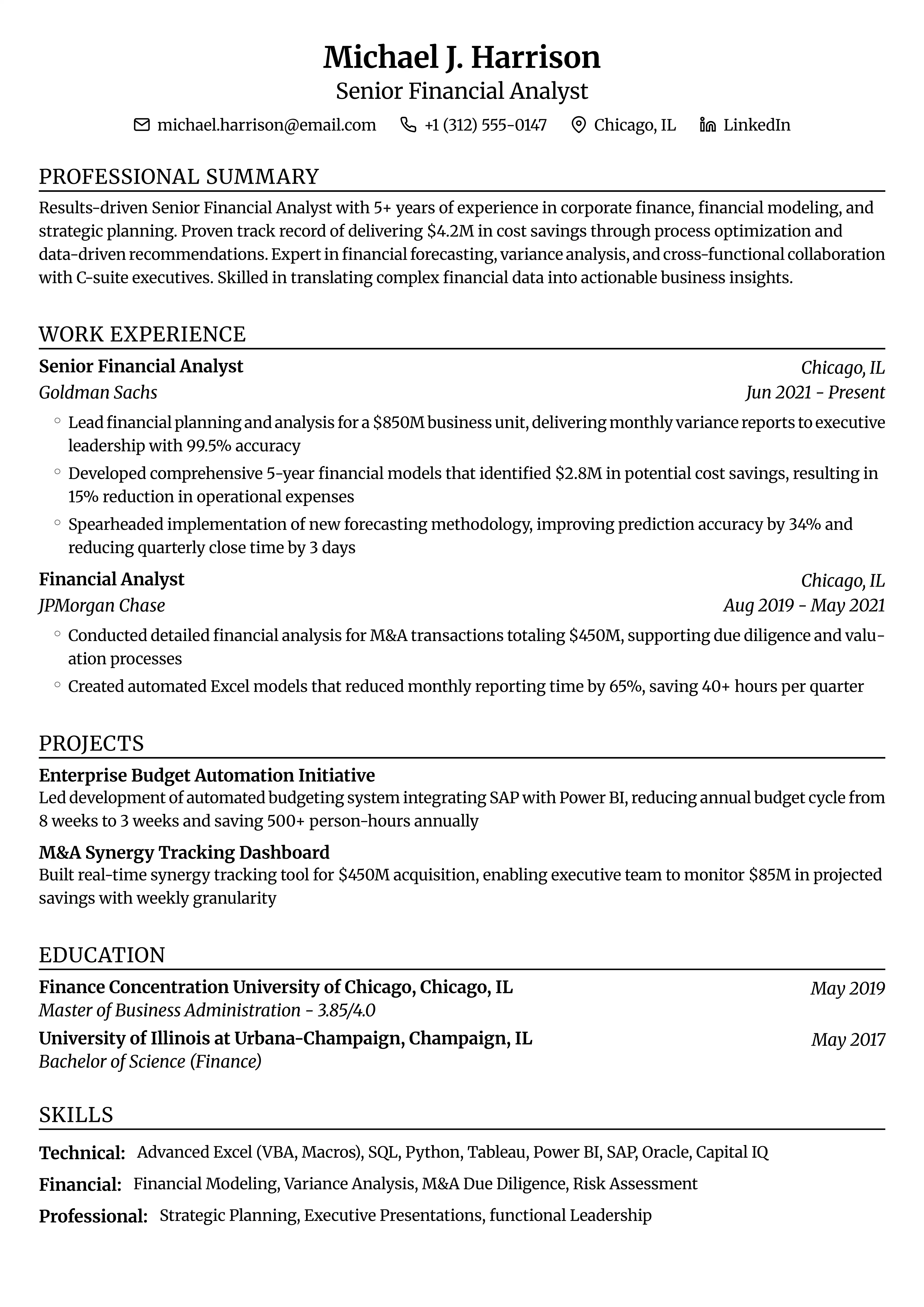 Traditional Resume